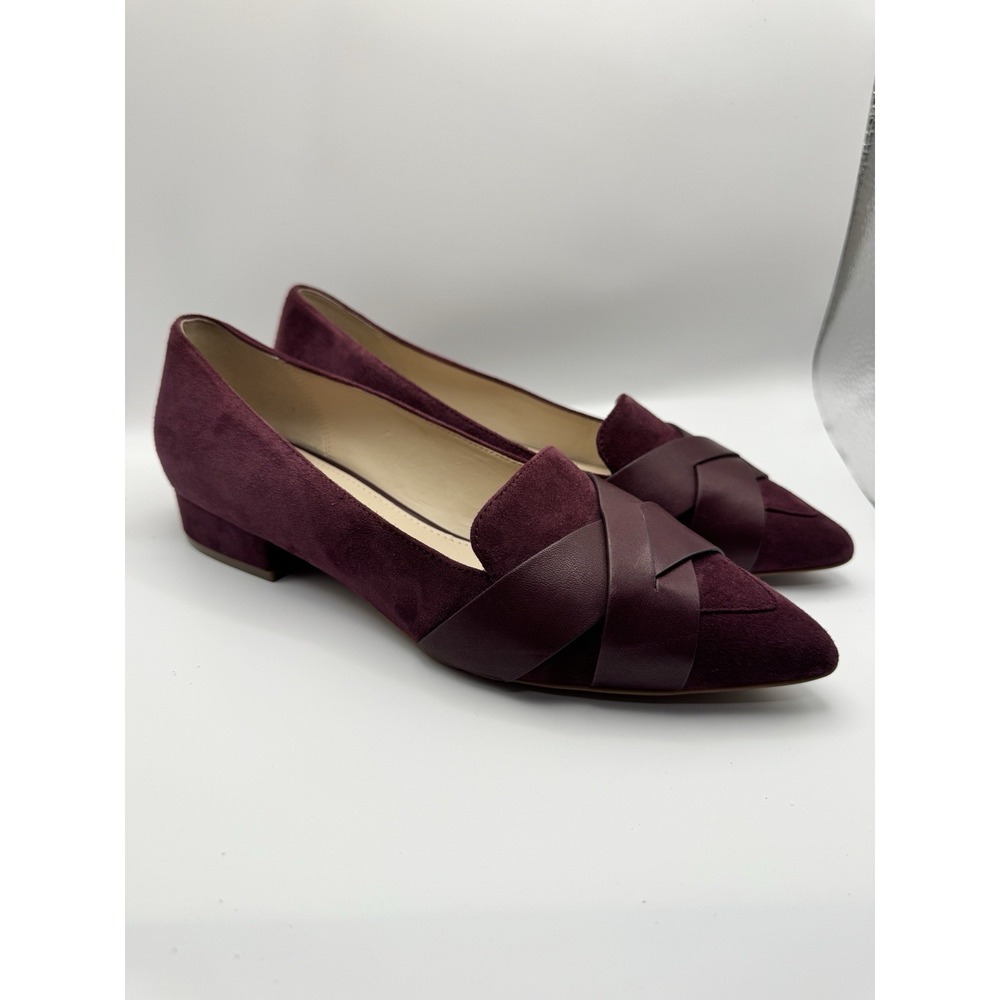Cole Haan Women's Flats 7B Burgundy Suede Leather Pointed Toe Slip On Shoes